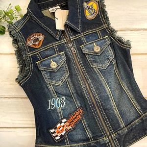 NWT Harley-Davidson Jean Vest with Patchwork/XS